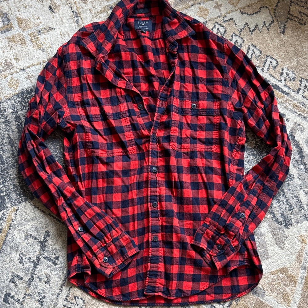 J. Crew Red and Blue Buffalo Plaid Button-Down Shirt